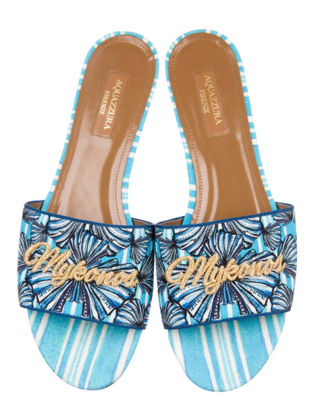 Aquazzura | Mykonos Shell-Print Slide Sandal
